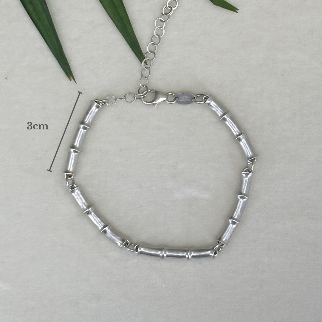 Bamboo ~ Sterling Silver Link Bracelet (Satin Finish) -