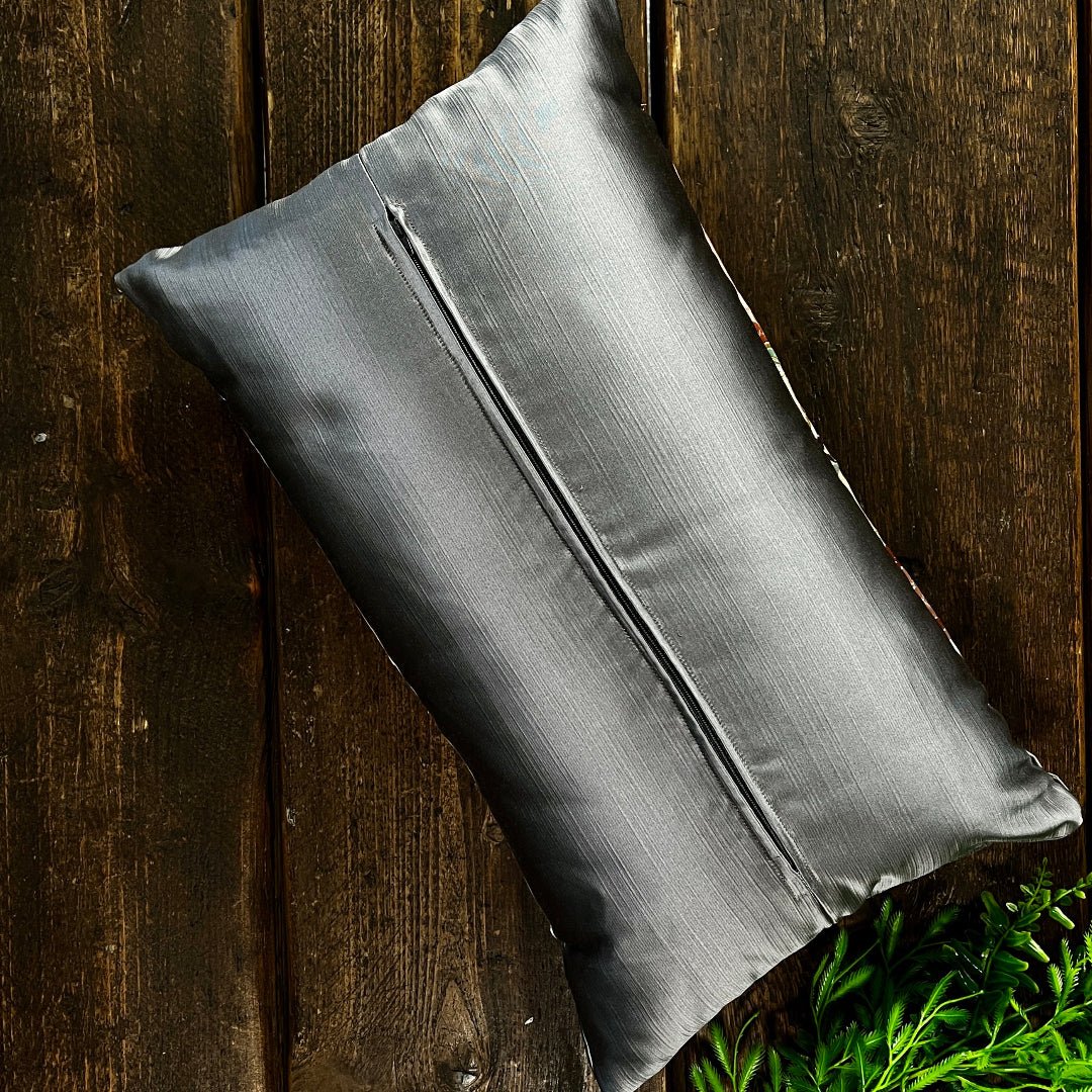 Butterflies & Flowers ~ Single Silk Obi Bolster Cushion -