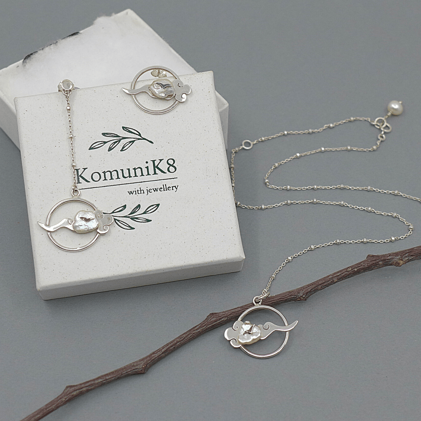 Lucky Cloud ~ Sterling Silver Asymmetrical Earrings -