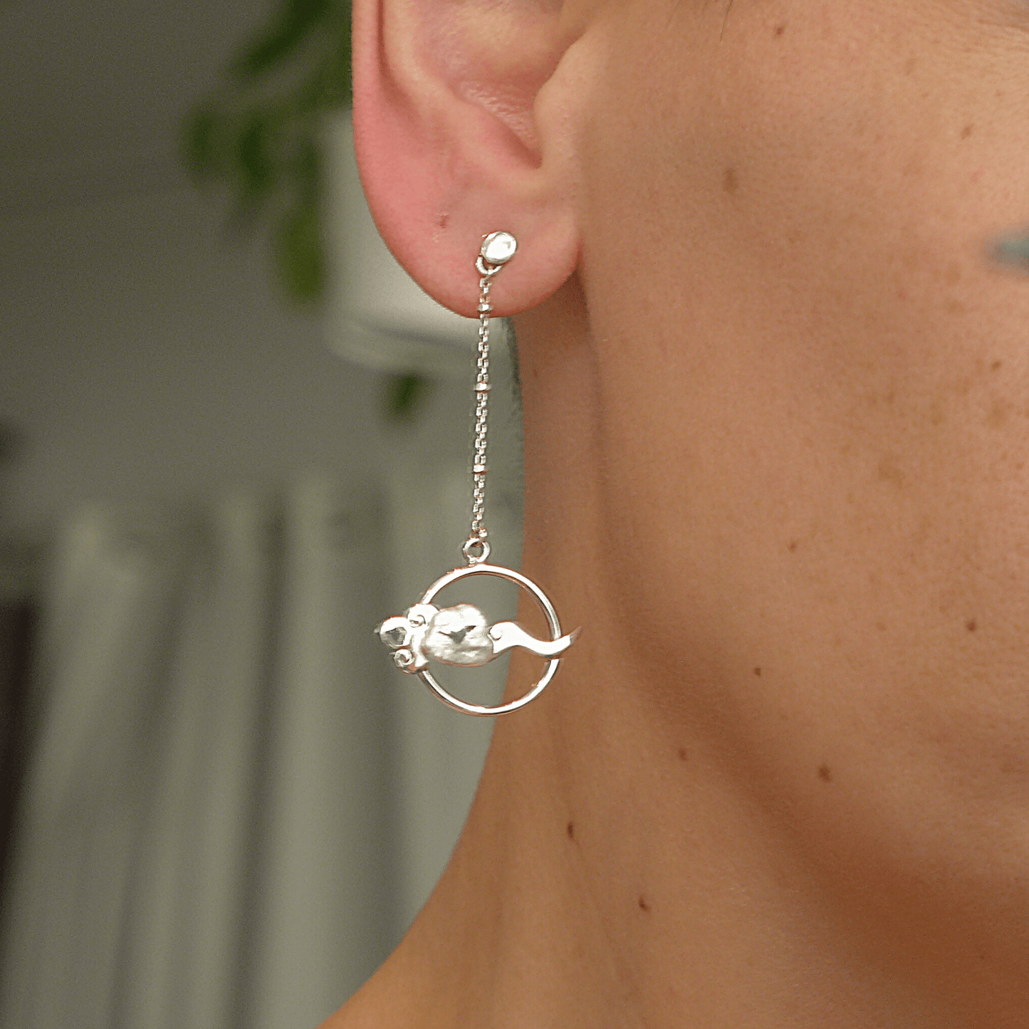 Lucky Cloud ~ Sterling Silver Asymmetrical Earrings -