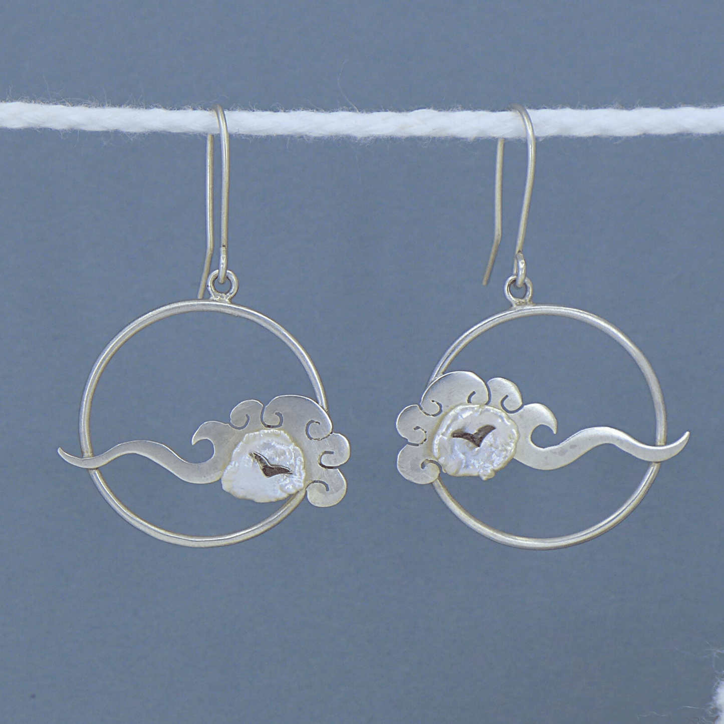 Lucky Cloud ~ Sterling Silver Drop Earrings (Satin) -