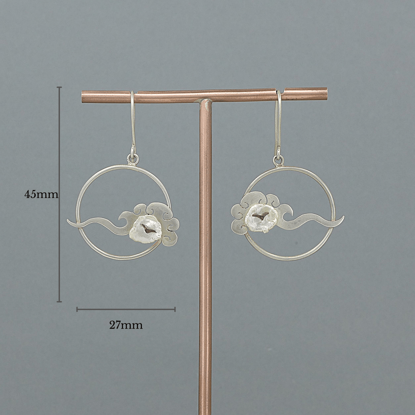 Lucky Cloud ~ Sterling Silver Drop Earrings (Satin) -