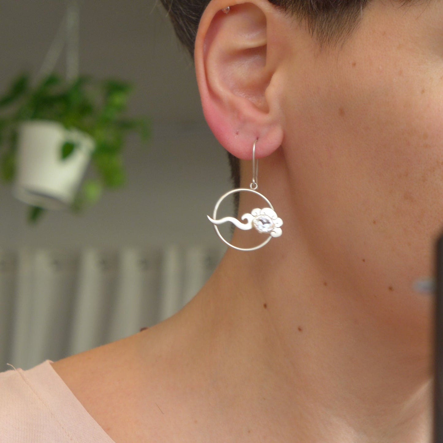 Lucky Cloud ~ Sterling Silver Drop Earrings (Satin) -