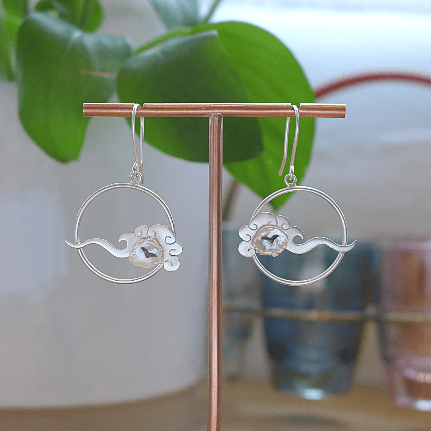 Lucky Cloud ~ Sterling Silver Drop Earrings (Satin) -