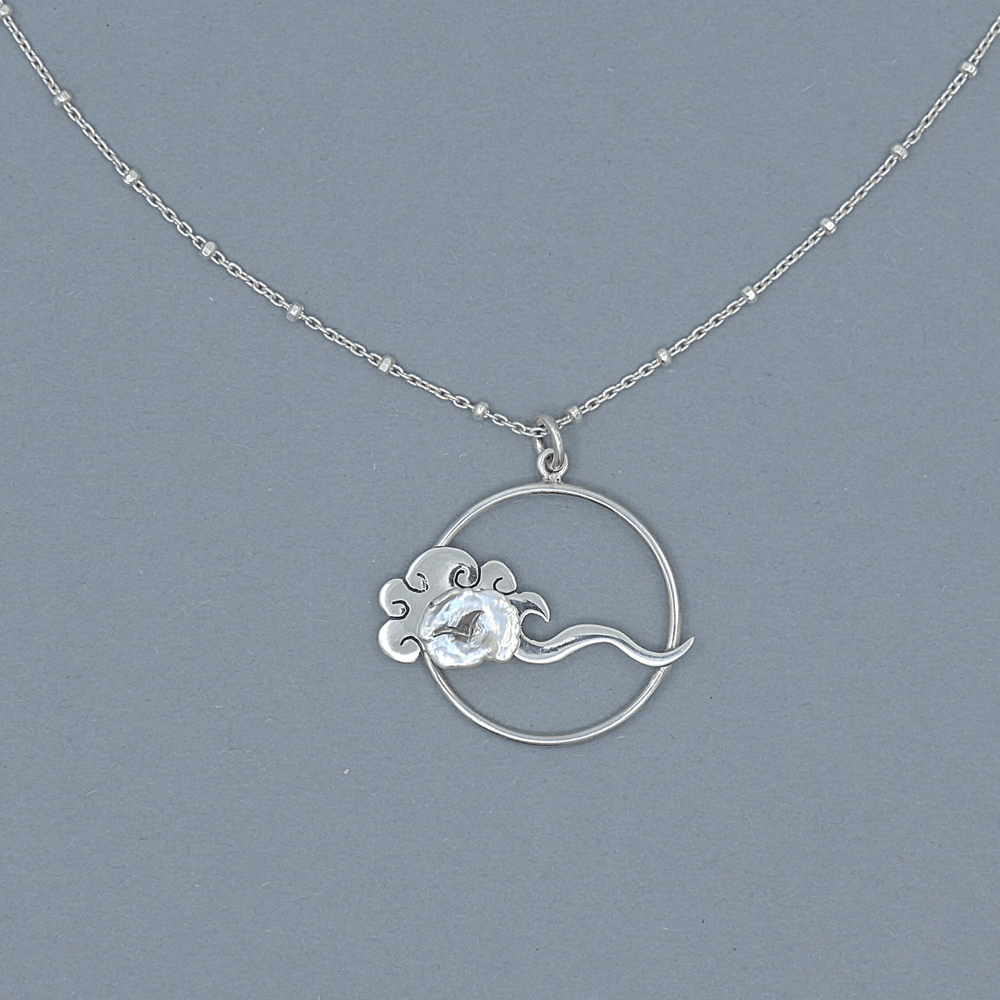 Lucky Cloud ~ Sterling Silver Drop Earrings with Raindrops -