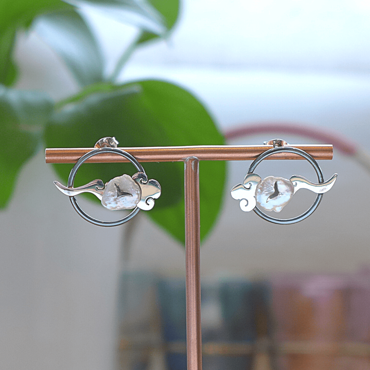 Lucky Cloud ~ Sterling Silver Stud Earrings (Oxidised) -