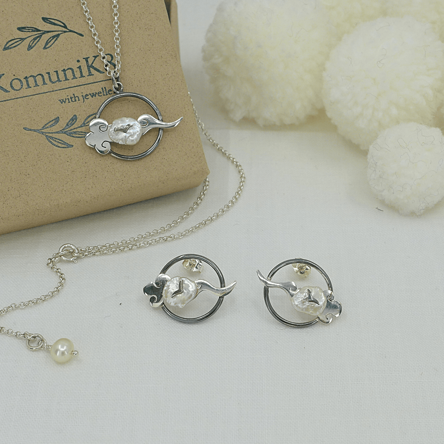 Lucky Cloud ~ Sterling Silver Stud Earrings (Oxidised) -