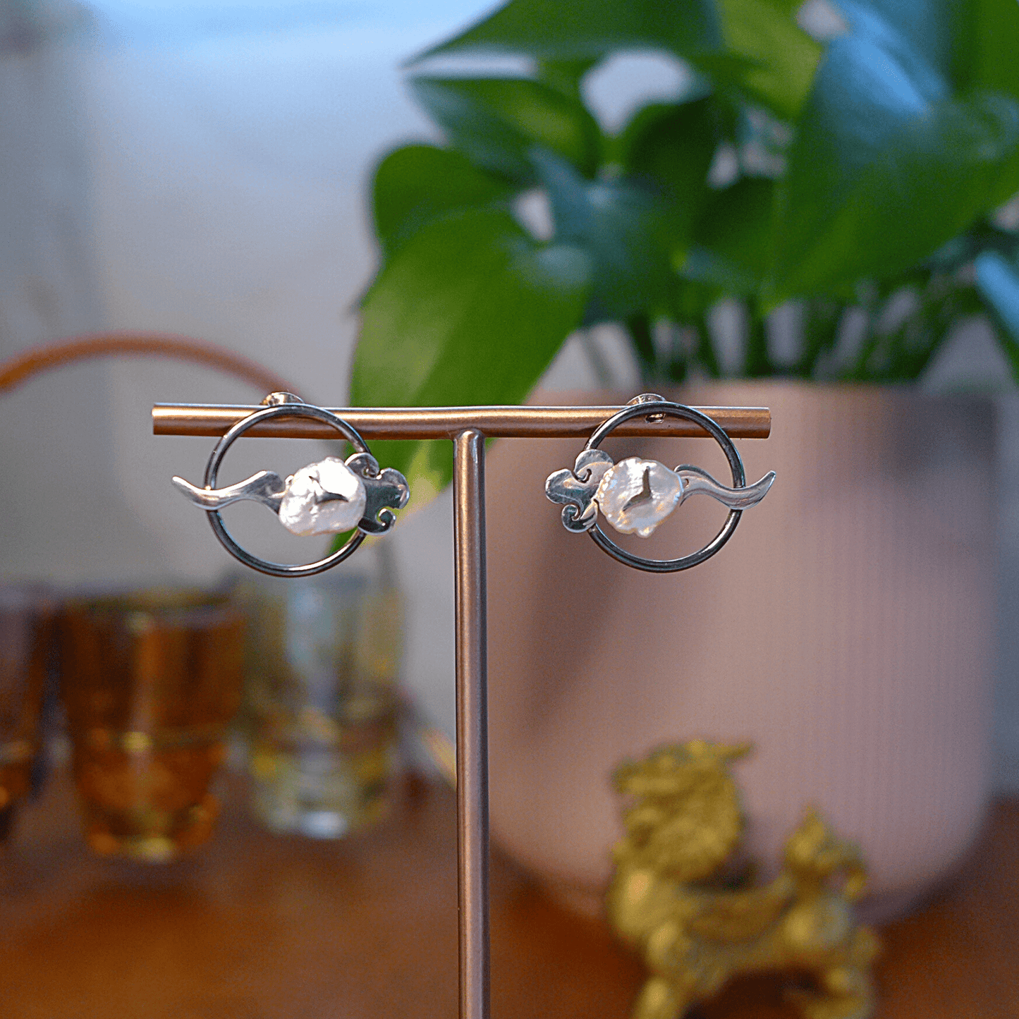 Lucky Cloud ~ Sterling Silver Stud Earrings (Oxidised) -