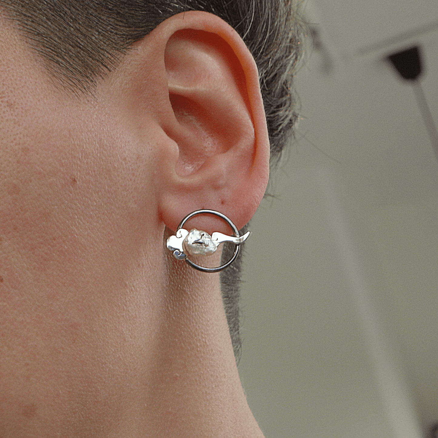 Lucky Cloud ~ Sterling Silver Stud Earrings (Oxidised) -
