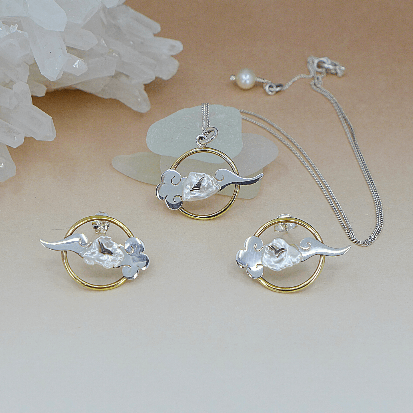 Lucky Cloud ~ Sterling Silver Stud Earrings (Two Colour) -
