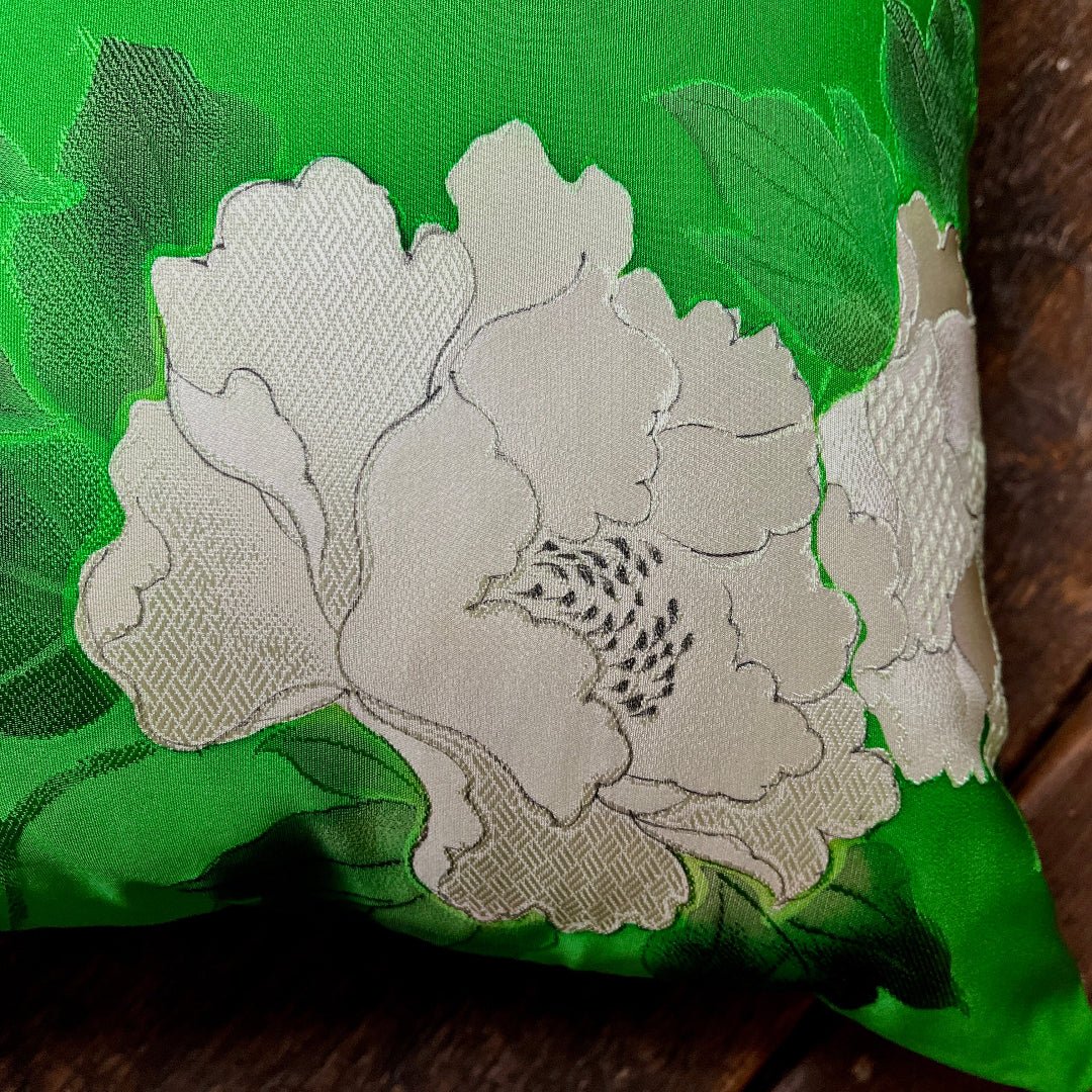 Peonies ~ Silk Kimono Square Cushion -