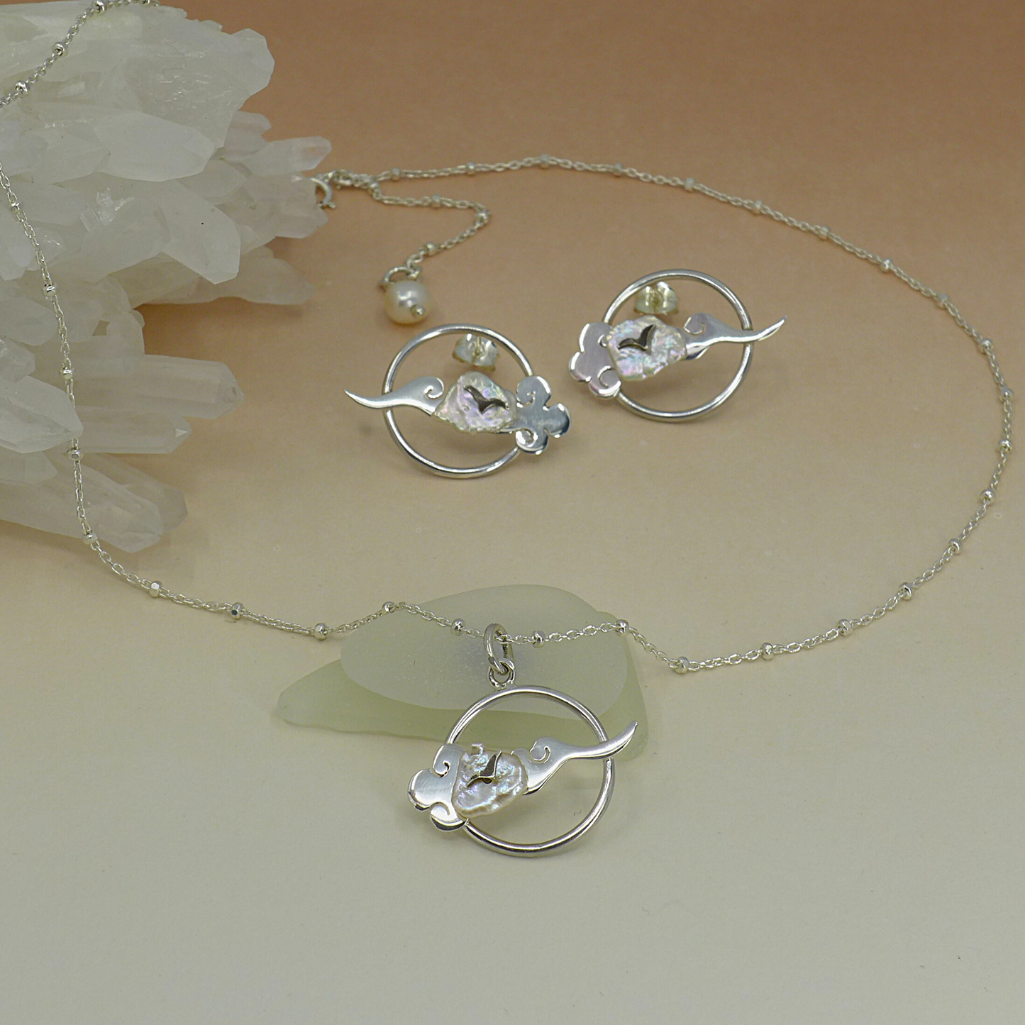 Lucky Cloud matching set pendant and earrings