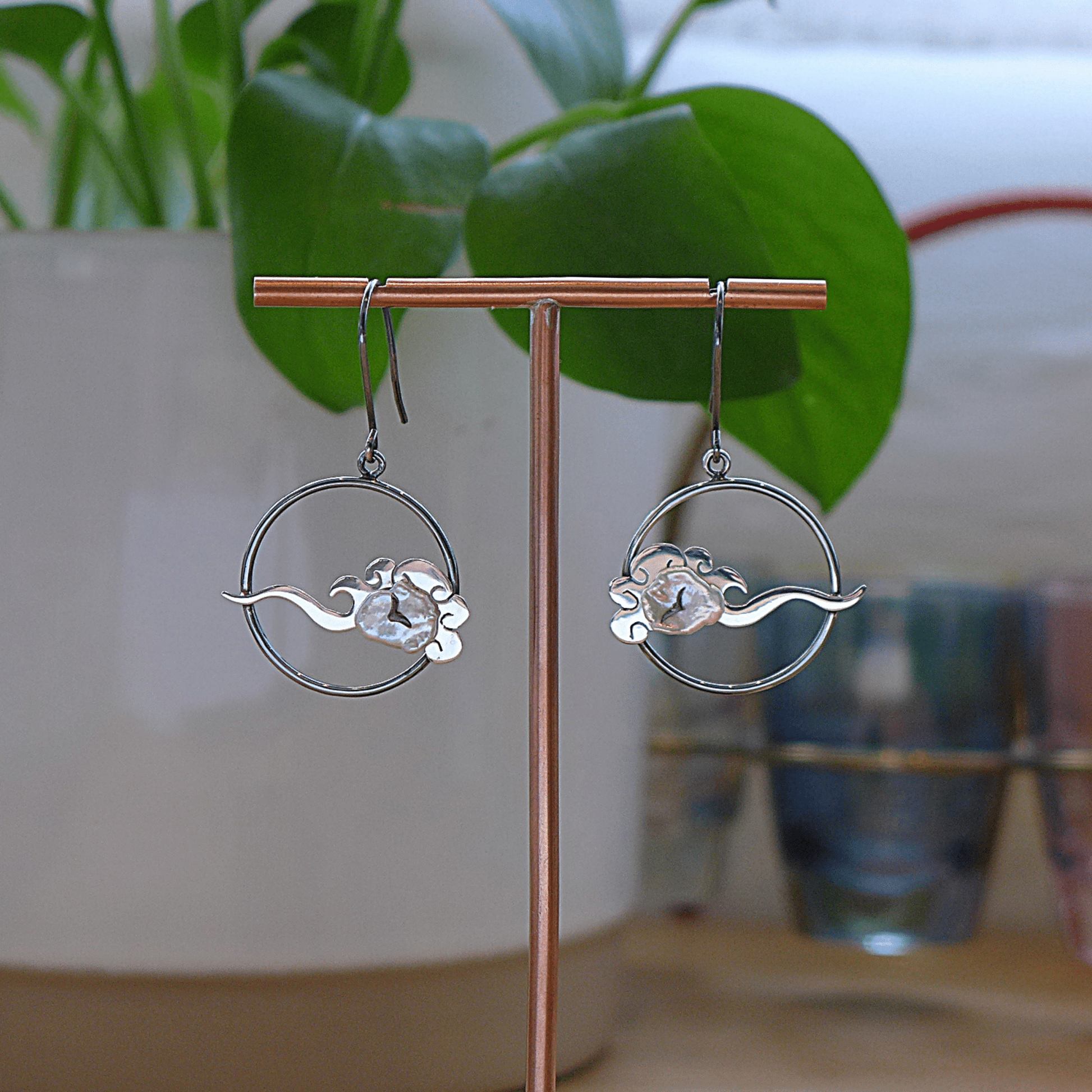 Lucky Cloud ~ Sterling Silver Drop Earrings (Oxidised) - 