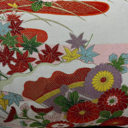 Close up of hand painted design on kimono cushion. Perfect gift for Good luck and passing of difficult times.