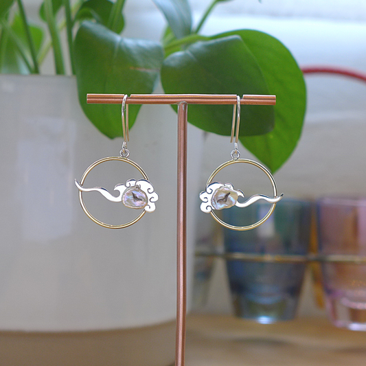 Lucky Cloud~ Sterling Silver Drop Earrings (Two-Colour)