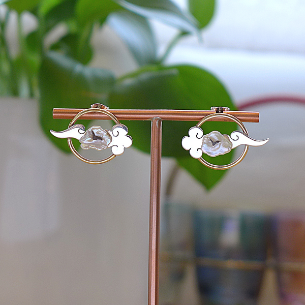 Lucky Cloud Stud Earrings - Two Colour