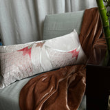 Single Handmade Bolster Cushion - Cranes on Peach Silk Obi