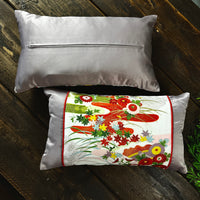 Pair of Handmade Bolster Cushions - Autumn Flowers Kimono