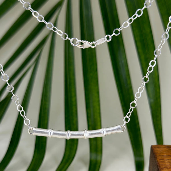 Bamboo Necklace with Satin Finish  Strength, Growth & Resilience