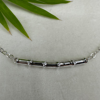 Bamboo ~ Sterling Silver Bar Necklace (Polished)